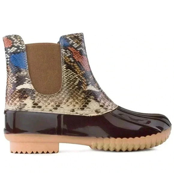 NEW Cute & Trendy Vegan Material Snake embossed slip on Duck Boots - Picture 10 of 16